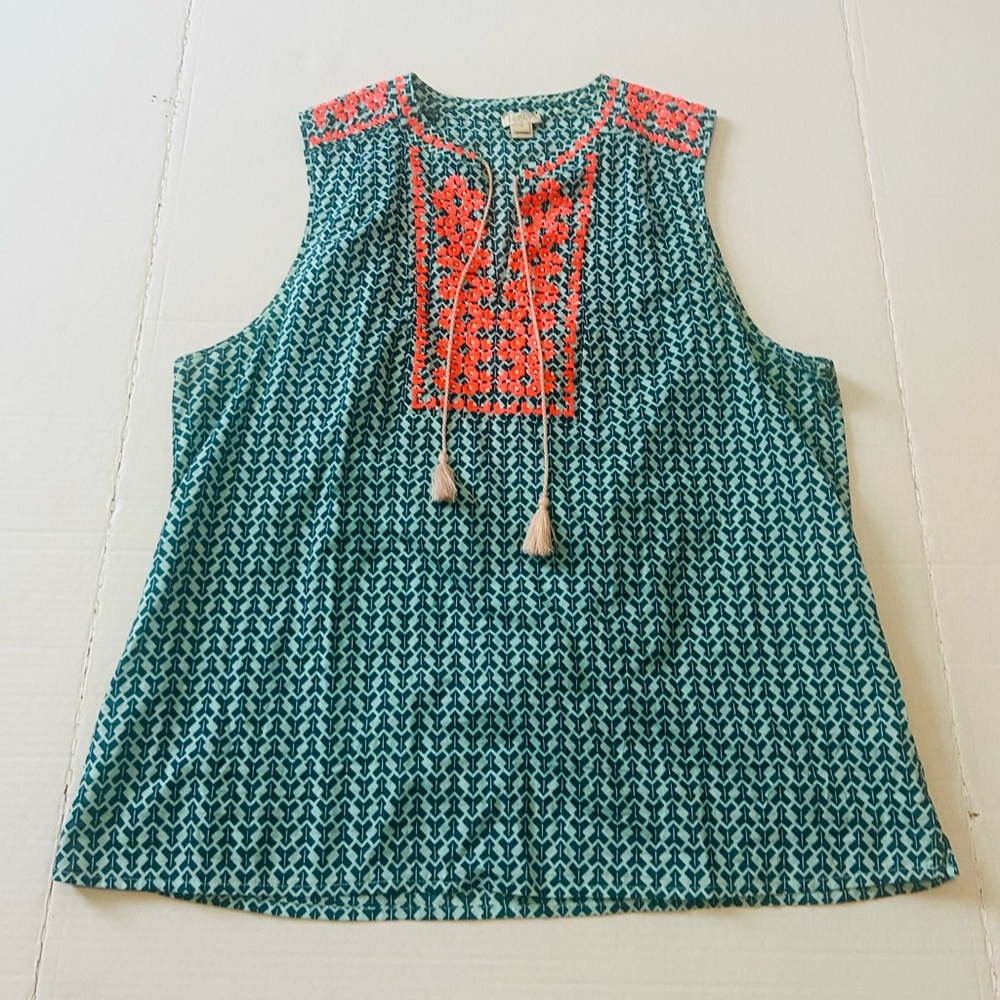 J. Crew Sleeveless Top - Teal and Pink